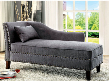 Chaise With Nailhead Trim And Plush Pillow