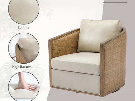 Barrel, Comfy Round Accent Sofa Chair With 360 Degree Swivel, Leisure Arm