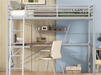 Loft Bed With Desk And Shelf, Modern Design