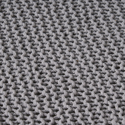 Chabani - Indoor Modern Knitted Fabric Cube Pouf Ottoman - Light Gray