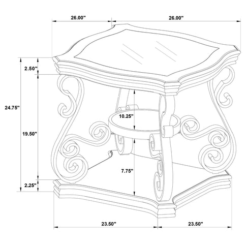 Bianca - 2 Shelf Table