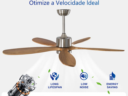 Ceiling Fan With Lights Quiet DC Motor Ceiling Fans 6 Speed Levels - Nickel