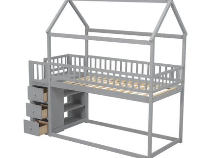 Bunk Bed With Shelves And Drawers, Storage Focused Design