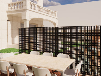 Outdoor And Indoor Divider With Freestanding Decorative Privacy Screen - Black