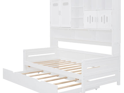 Daybed With All-In-One Cabinet And Shelf