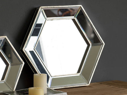 Hexagon Wall Mirror With Contemporary Glass Design, Home Decor Accent Mirror For Living Room, Entryway, Bedroom