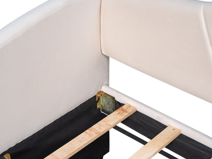 Upholstered Daybed Sofa Bed With Trundle Bed And Wood Slat