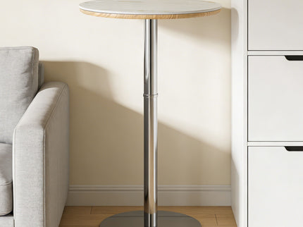 Circular Bar Table - White / Silver