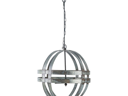 4 Light Galvanized Chandelier, Hanging Light Fixture With Adjustable Chain For Kitchen, Bulb Not Included - Gray