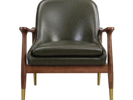 Mid - Century Accent Chair With Cushioned Seat, Brass Tipped Legs