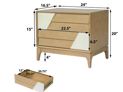 Japandi 2 Drawer Nightstand With Geometric Design