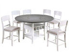 White / 7 Pc. Table, 6 Chairs