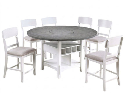 Contemporary Counter Height Dining Set With Built In Lazy Susan