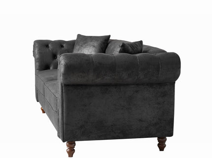 Chesterfield 3 And 3 Seater Sofa Set High Tech Fabric Roll Armrest Upholstered Couch