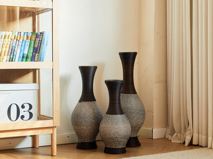 Tall Designer Floor Vase With Elegant 2 Tone