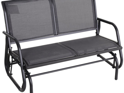 Outsunny - 2 Person Outdoor Glider Bench, Patio Double Swing Rocking Chair Loveseat With Powder Coated Steel Frame For Backyard Garden Porch - Gray
