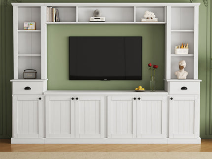 Minimalist Entertainment Wall Unit Set With Bridge For TVs Up To 75"