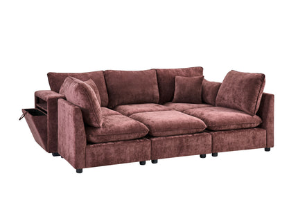 Modern Sectional Sofa U-Shaped With Movable Ottoman Storage Armrests And USB Ports