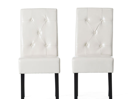 Carter - 5 Tuft Dining Chair With Button Tufted Backrest And Espresso Legs - Ivory