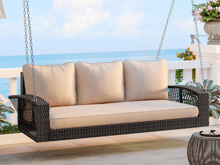3 Person Large Patio Swing Bench With Cushions For Backyard