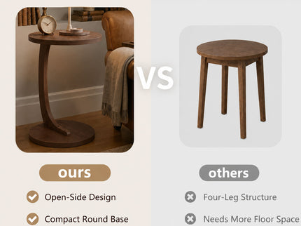 C - Shaped End Table With Sturdy Base