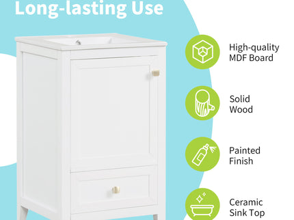 Bathroom Vanity With Sink, Soft Closing Cabinet Door, Storage Rack And Drawer