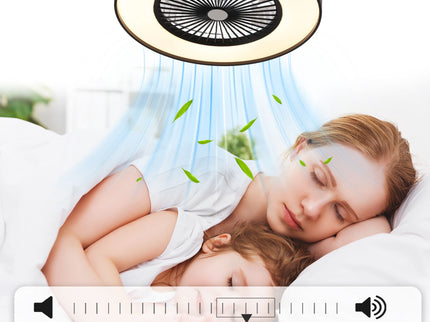 Bedroom Ceiling Fan With Remote Control, Dimmable LED Light, 8 Blades, Reversible Dc Motor - Black