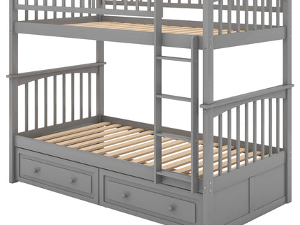 Twin Over Twin Bunk Bed With Drawers, Convertible Beds