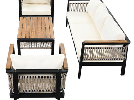 4 Pieces Outdoor Sectional Sofa Set 5 Person Patio Seating Group Outdoor Conversation Set With Cushions And A Coffee Table For Patios