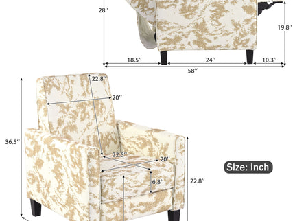 Push Back Upholstered Recliner Armchair