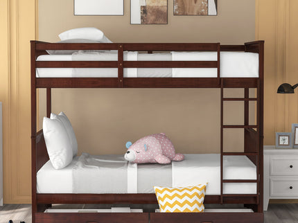 Bunk Bed With Ladders And 2 Storage Drawers