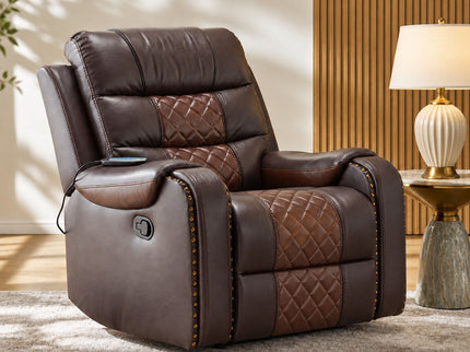Heated Massage Recliner With Remote Control - Brown