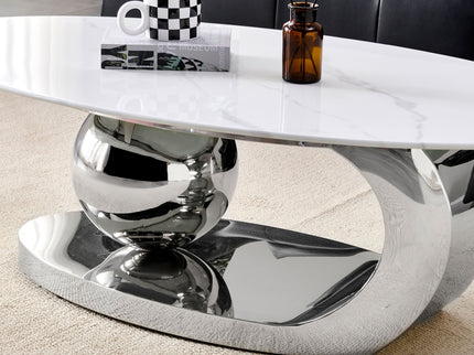 Oval Coffee Table With Geometric Precision