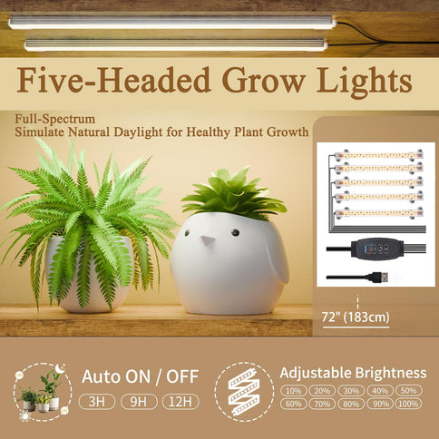 S - Shaped, 10 Tier Plant Stand With 5 Grow Lights - Deep Rustic Brown