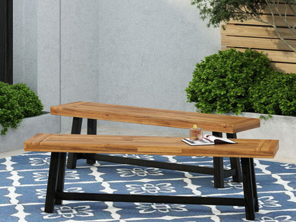 Cloud - Outdoor Bench With Acacia Wood Frame And Slat Panel Design
