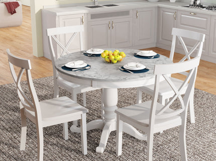 5 Pieces Dining Table And Chairs Set For 4 Persons, Kitchen Room Solid Wood Table With 4 Chairs