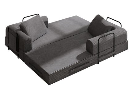 Convertible Sleeper Sofa Bed With Cylindrical Pillow, Fixed Shape Frame