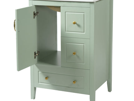 Retro Bathroom Vanity With Sink, Soft Closing Cabinet & Drawers