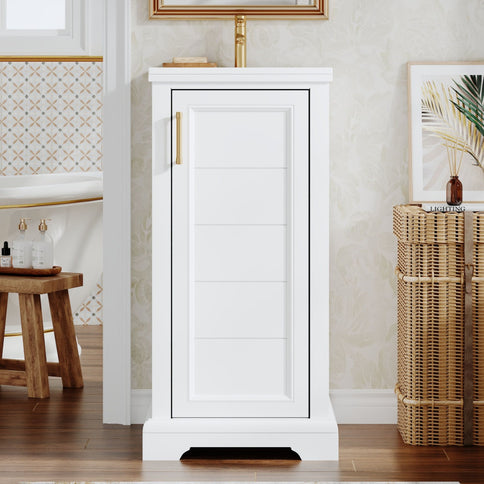 Bathroom Vanity With Sink, Soft Close Door, Adjustable Shelf, Freestanding Single Unit - White