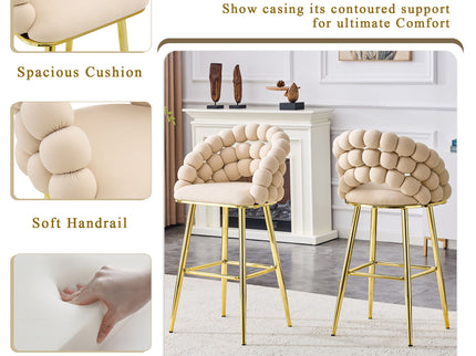 Bubble, Ball Chain Tufted Bar Chairs For Kitchen Island & Home Bar (Set of 2)