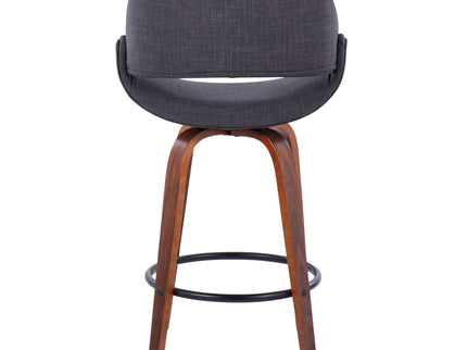 Fabrico - Mid Century Modern Fixed Height Counter Stool & Round Footrest (Set of 2)