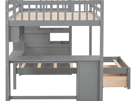 Bunk Bed With Desk, Drawers And Shelves