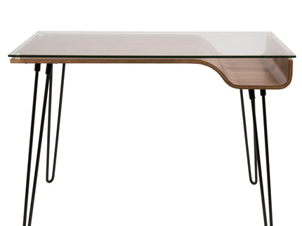 Avery - Mid-Century Modern Desk - Walnut / Clear / Black