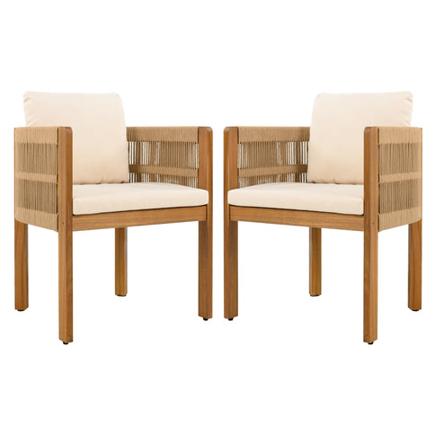 Outdoor Dining Chairs With Rope Handles (Set of 2)