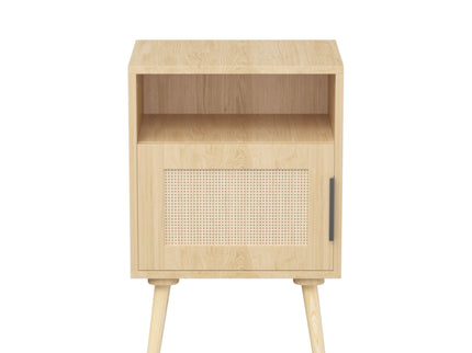 Nightstand, Side Table With Door And Open Shelf For Bedroom - Oak