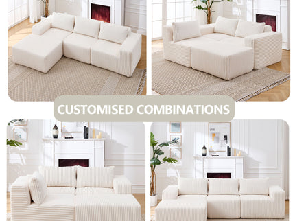 L - Shape Modern Minimalist Modular Sectional Sofa, Upholstered Cloud Couch With Deep Seats