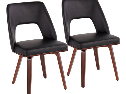 Triad - Mid-Century Modern Upholstered Chair (Set of 2) - Walnut / Black