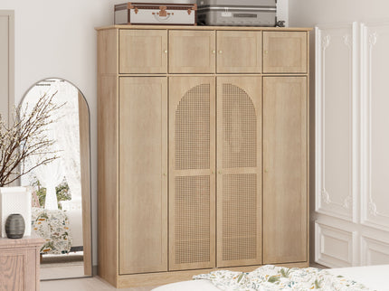 8 Door Armoire Wardrobe With Adjustable Shelves And Hanging Rod