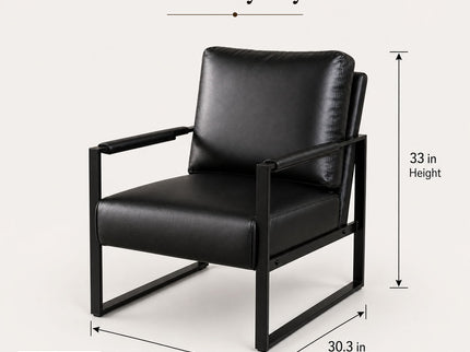 Classic Mid Century Modern Accent Chair With Durable Square Metal Frame, Armchair