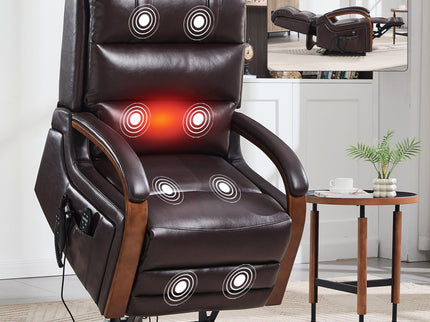 Power Lift Recliner Chair Dual Motor Infinite Position With Heat Massage And Heavy Duty Motion Mechanism - Brown